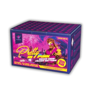 atterie Pretty in Pink Feuerwerksbatterie 36 Schuss 25mm mit Gold- und Crackereffekten, pinken Neonsternen und doppeltem Finale