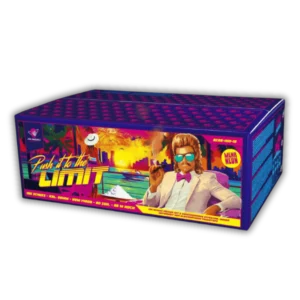 Verbundfeuerwerk Albert Push it to the Limit AC25-100-13 100 Schuss 25mm mit Feuertöpfen, Titangoldweiden, Brokat, Blinkern und Silbercrackern