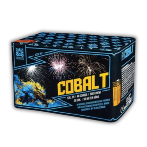 Batterie Argento Cobalt Feuerwerksbatterie mit blauen Päonien, Goldeffekten, Blinksternen und Finalsalve