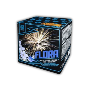 Argento Flora F2 – 25-Schuss-Feuerwerksbatterie, 30 mm Kaliber, mit Brokatweiden, bunten Dahliensternen und Leuchtspuraufstiegen