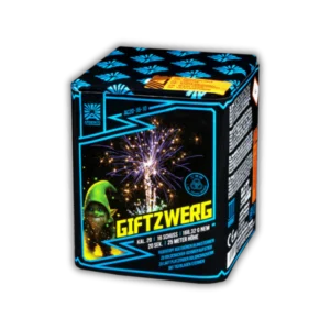 Batterie Argento AC20-16-10 Giftzwerg Feuerwerksbatterie mit Goldcracker-Schweifaufstieg, grünen Blinksternen und blauen Sternen