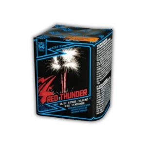 Batterie Argento Red Thunder Feuerwerksbatterie 16 Schuss mit rotem Leuchtspuraufstieg und lauten Titansaluts