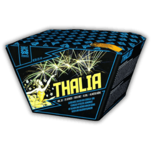 Batterie Argento AC30-25-F4 Thalia Feuerwerksbatterie 25 Schuss 30mm Fächer mit Corolla, Titangold, Dahlien und Blinksternen