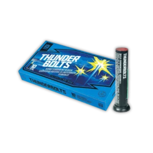 Argento Thunderbolt – Bombenrohre mit blauem Leuchtspur-Aufstieg und Titan-Salut-Zerlegung.