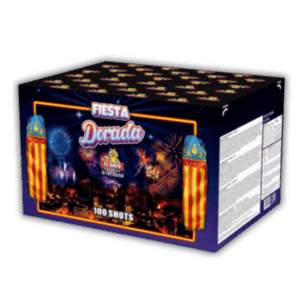 Verbundfeuerwerk El Gato Fiesta Dorada N1610050 100 Schuss 30mm 2000g NEM mit kräftigen Zerlegern und Profi-Effekten