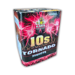 El Gato Tornado 10s – 25 Schuss Salut-Batterie, 30 mm Kaliber, extrem laut, ca. 10 Sekunden, Kategorie F3