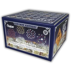 Funke Blütenregen – 100-Schuss-Verbundfeuerwerk im Kaliber 30 mm mit Blütensternen, Dahlien, Goldeffekten und Blinkern
