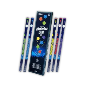 Funke Römische Lichter Mix – 16 mm, 8 Schuss mit Goldfunken-Fontäne, Farben Rot/Grün/Blau/Violett/Gelb, F2, Packing 16/5, ADR 1.4G.