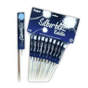 Funke Silberblitz Raketen – 10er Set, Silberschweif-Aufstieg zu Titan-Salut, kleine Knallraketen.