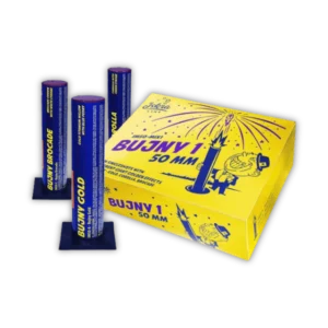 Iskra Bujny 1 – 50mm Bombenrohr mit GoldwIskra Bujny 1 – 50mm Bombenrohr mit Goldweide, Corolla und Brokatkrone, Kat. F3.eide, Corolla und Brokatkrone, Kat. F3.