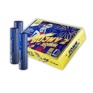 Iskra Bujny 2 – 50mm Bombenrohr mit Strobe-, Crackling- und Plum-Effekten, Kat. F3.