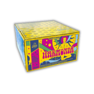 Iskra Harmonia Showbox – 74-Schuss-Verbundfeuerwerk im Kaliber 25/30 mm mit bunten Farben, Strobes und Crackling-Chrysanthemen