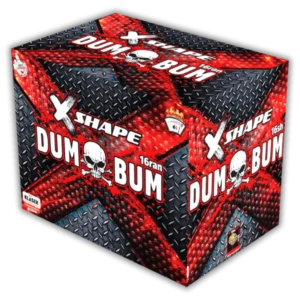 Batterie Dumbum X-Shape von Klasek Feuerwerksbatterie 16 Schuss Fächer mit extrem lauten Salut-Effekten