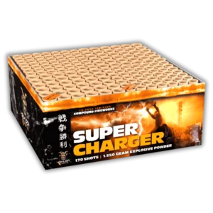 Lesli Super Charger – 170-Schuss-Verbundfeuerwerk mit goldenen Willows, Stroboskopeffekten, bunten Kokosnüssen und starkem Finale