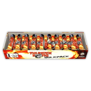 Lesli Thunder Kong Bulkpack 2x32 – F2 Single Shots, Titanium-Blitzknall mit silbernen Sternen, 2x32 Bombenrohre.