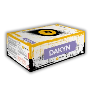 Verbundfeuerwerk Pryme Dakyn 1.3G mit Goldpalmen, Goldweiden, blauen Dahlien, roten Glitzersternen, Silber-Snake-Effekten und Chrysanthemen