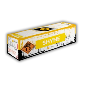 Verbundfeuerwerk Pryme Shyne 1.3G Performance-Serie mit abwechslungsreichen Fächerungen, brillanten Farben und kraftvollem Finale