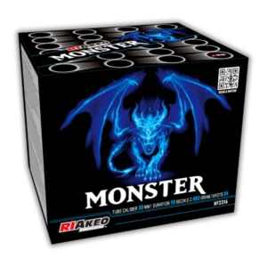 Riakeo Monster Feuerwerksbatterie 24 Schuss Fächer mit farbigen Dahlien und blauen Sternen