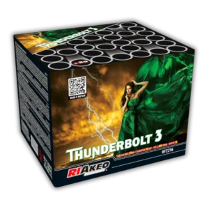 Riakeo Thunderbolt 3 Feuerwerksbatterie 36 Schuss mit Blinkern, bunten Peonien und Brokatkronen