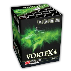 Riakeo Vortex 4 Feuerwerksbatterie mit 25 Schuss Goldweiden, farbigen Blinksternen und Crackling Finale