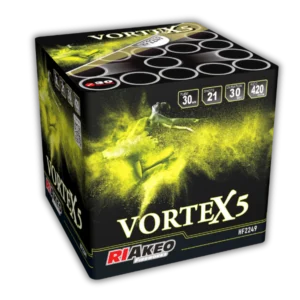 Riakeo Vortex 5 Feuerwerksbatterie 21 Schuss Fächer mit Dahlien, Kamuro-Palmen und goldenem Flitter