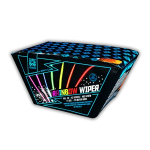 Argento Rainbow Wiper F2 – 42 Schuss Z-Fächer-Batterie mit Weißblinker-Feuertöpfen zu Farbkometen in 7 abwechselnden Farben und schneller Finalsalve.