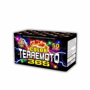 El Gato Color Terremoto 36s – 50 Schuss Batterie mit satten Salut Bombetten und farbigen Sternen