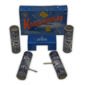 FKF Königsschlag – Kanonenschlag (Made in Germany, 4 Stück) mit kraftvollem Knall und leuchtender weißgoldener Funkenkrone.
