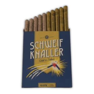 FKF Schweifknaller – Böller von Zink (10 Stück, Made in Germany) mit spektakulärem Knall und begleitendem Gold- oder Silberregen.