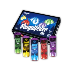 Funke Bengalfeuer Mix F1 – 5er Pack Bengalfeuer (Rot, Blau, Grün, Gelb, Violett) mit 20g NEM, starker Licht- und Rauchentwicklung und ca. 25 Sekunden Brenndauer.