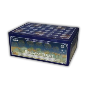 Funke Elegant Night 100 Schuss Verbund (30 mm Kaliber, 2,5 kg NEM) mit Z-/Fächer-Schussweise, Brokatgold und 45 Meter Effekthöhe.