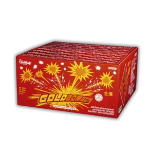 Funke Goldbomber Verbundfeuerwerk – 144 Schuss (24 mm) mit Goldregen, Brokatgold, Goldblinkern, Kreischwirbeln und Titansalut-Finale