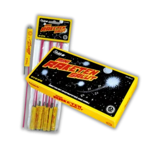 Funke Mini-Raketen Salut Display (10 x 10 / 100 Stück) F2-Raketen mit Pfeifaufstieg, kräftigem Knall und 20 Meter Effekthöhe.