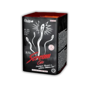 Funke Scream Cake 25 Schuss Batterie (500g NEM) mit Tiefton-Silberheulern, roter Verwandlung und Titanfunken-Salut (40 Meter Höhe).