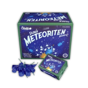 Funke Silber Meteoriten Kaliber C F1 – 12 Stück Jugendfeuerwerk mit Silberfunken-Aufstieg und lautem Silberfunken-Cracker-Effekt.