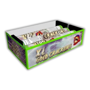 SR Pyro XL Gold Crackling 3er Bombenrohre (30 mm Kaliber) mit massiver Gold-Cracklingwolke.