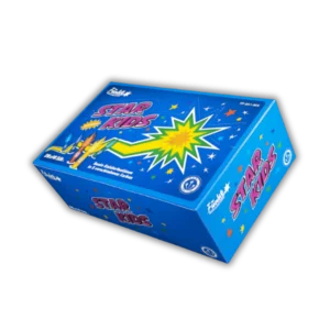 Funke Star Kids F1 Knisterfontänen (10er Schachtel) mit farbiger Flamme und Knistereffekt (Rot, Grün, Gelb, Blau, Violett).