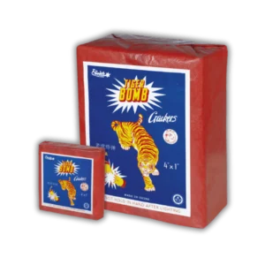 Funke China Böller D P1 (80 Stück Schinken) im Tiger Bomb Design, mit traditionellem Knall und grauer Lunte.