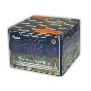 Funke Towards Dead End 49 Schuss F2-Batterie (416g NEM) mit Rotglitter-Blütensternen, blauen Abbiege-Kometen und 35 Meter Effekthöhe.