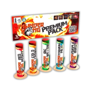 Lesli Thunder Kong Premium Pack F2 (25mm Röhren, 61,55g NEM) mit fünf Farbexplosionen und knallhartem Burst.