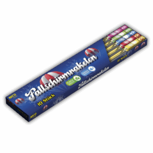 Nico Fallschirm-Rakete 10er F2-Raketensortiment mit Fallschirm, leuchtenden Sternen und 40 Meter Effekthöhe.