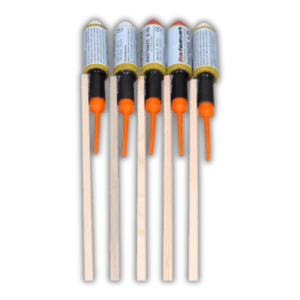 Zink 906 Bombenraketen 5er F3-Set (375g NEM) mit 5 verschiedenen Premium-Effekten (Brokat, Corolla) und 60 Meter Effekthöhe.