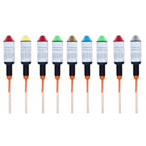 Zink 909 Bombenraketen Sortiment 10er F3-Set (200g NEM) mit 10 Premium-Effekten (Blinker, Silberweide, Brokat, Tremolant, Leuchtkäfer) und 50 Meter Effekthöhe.