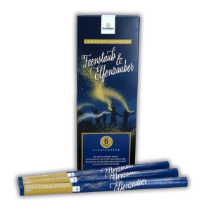 FKF Feenstaub & Elfenzauber 6er F1-Handfontänen (45g NEM) mit Gold- und Silber-Glitzereffekt und geringer Effekthöhe.