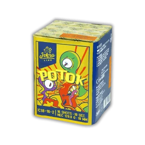 Iskra Potok 16 Schuss Feuerwerksbatterie, kompaktes 18mm Kaliber mit bunten Wave-Effekten.