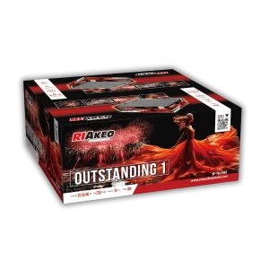 Riakeo Outstanding 1+2 Doppelverbund, massives F3-Showpaket mit 334 Schuss und über 7kg NEM. 1